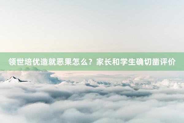 领世培优造就恶果怎么？家长和学生确切凿评价